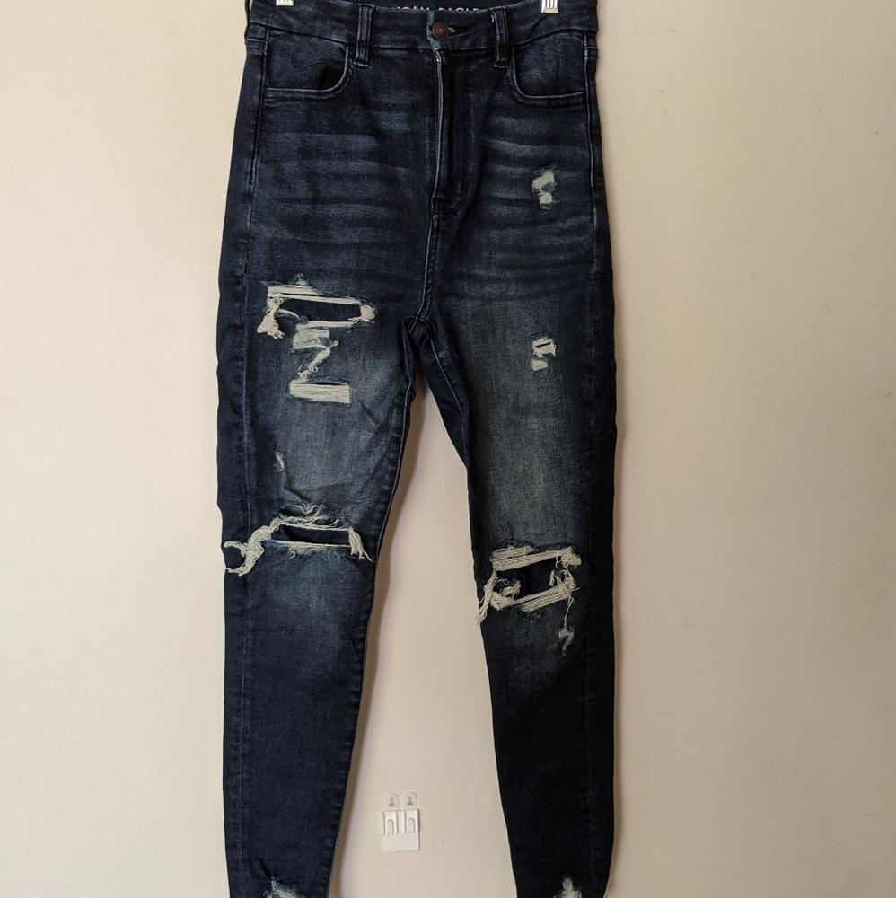 Dark Wash Distressed Skinny Jeans